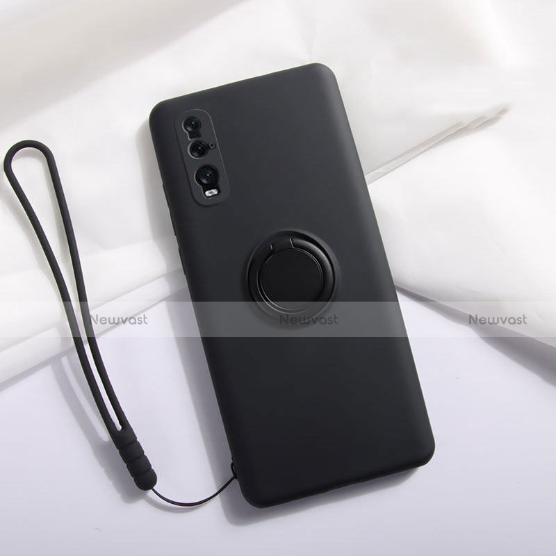 Ultra-thin Silicone Gel Soft Case Cover with Magnetic Finger Ring Stand T01 for Oppo Find X2