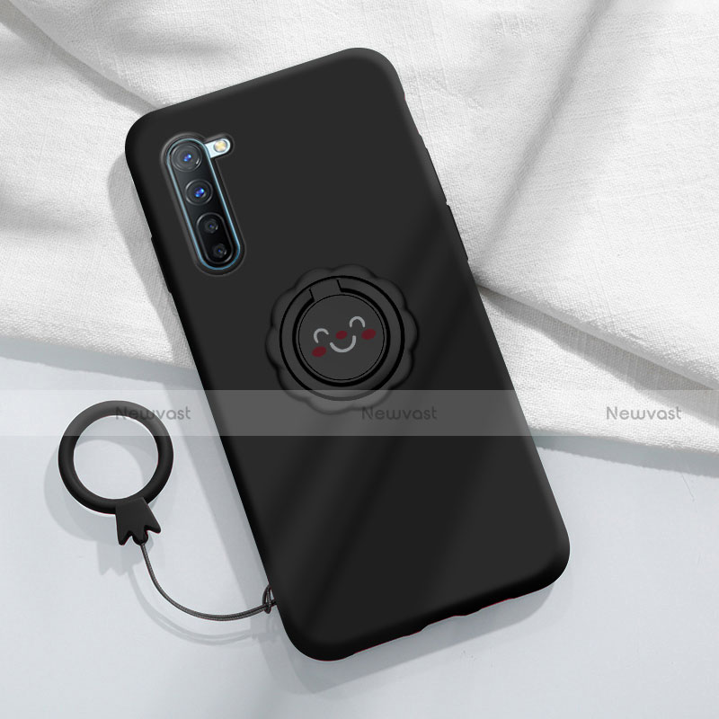 Ultra-thin Silicone Gel Soft Case Cover with Magnetic Finger Ring Stand T01 for Oppo Find X2 Lite