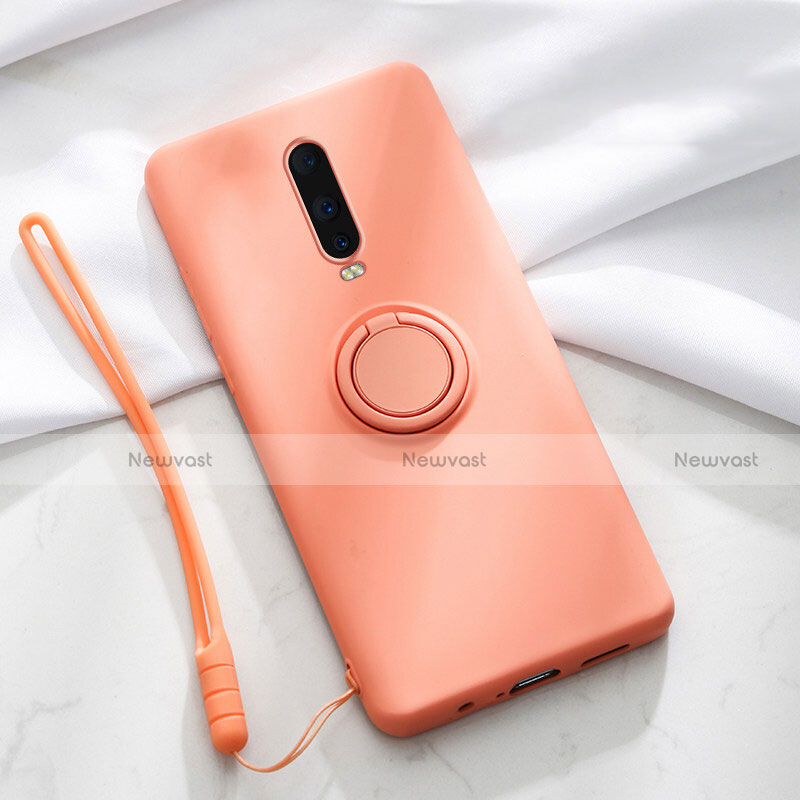 Ultra-thin Silicone Gel Soft Case Cover with Magnetic Finger Ring Stand T01 for Oppo R17 Pro