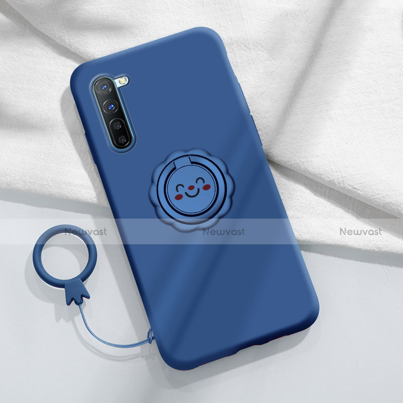 Ultra-thin Silicone Gel Soft Case Cover with Magnetic Finger Ring Stand T01 for Oppo Reno3