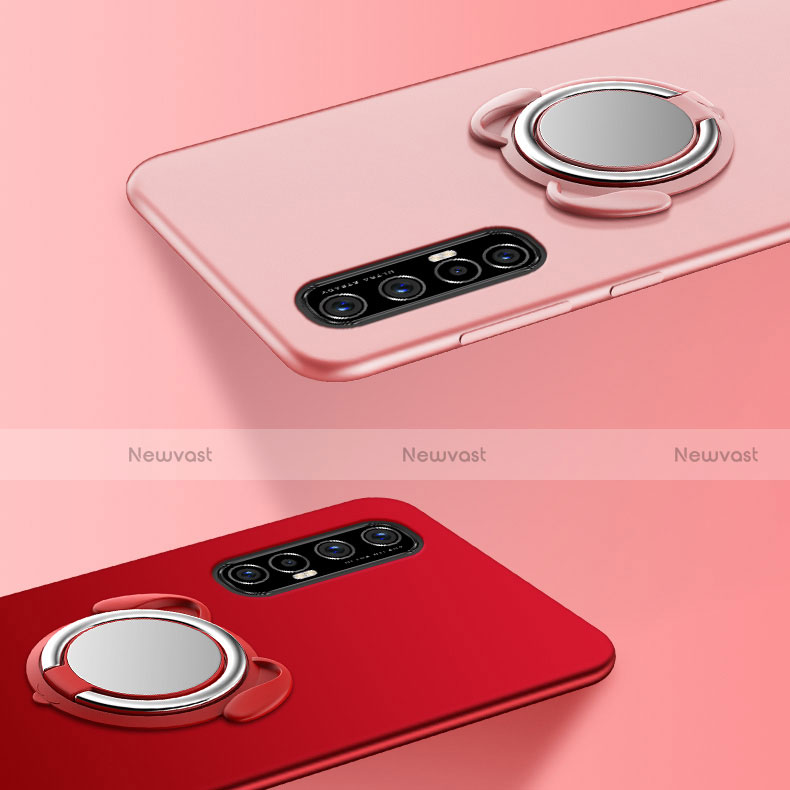 Ultra-thin Silicone Gel Soft Case Cover with Magnetic Finger Ring Stand T01 for Oppo Reno3 Pro