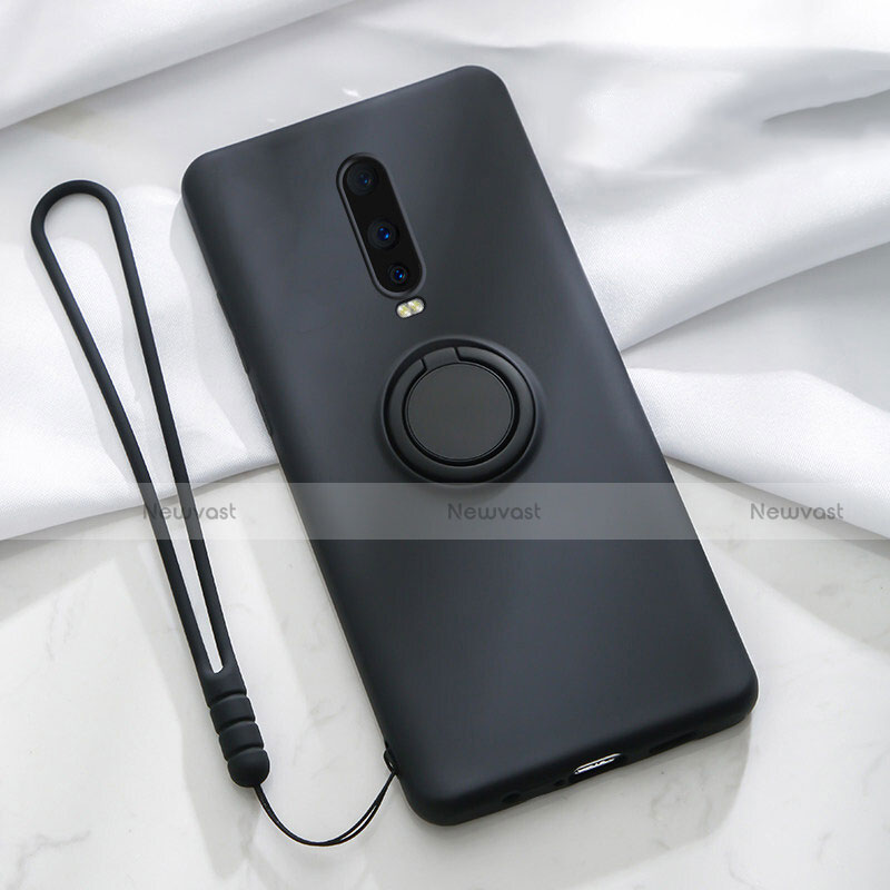 Ultra-thin Silicone Gel Soft Case Cover with Magnetic Finger Ring Stand T01 for Oppo RX17 Pro