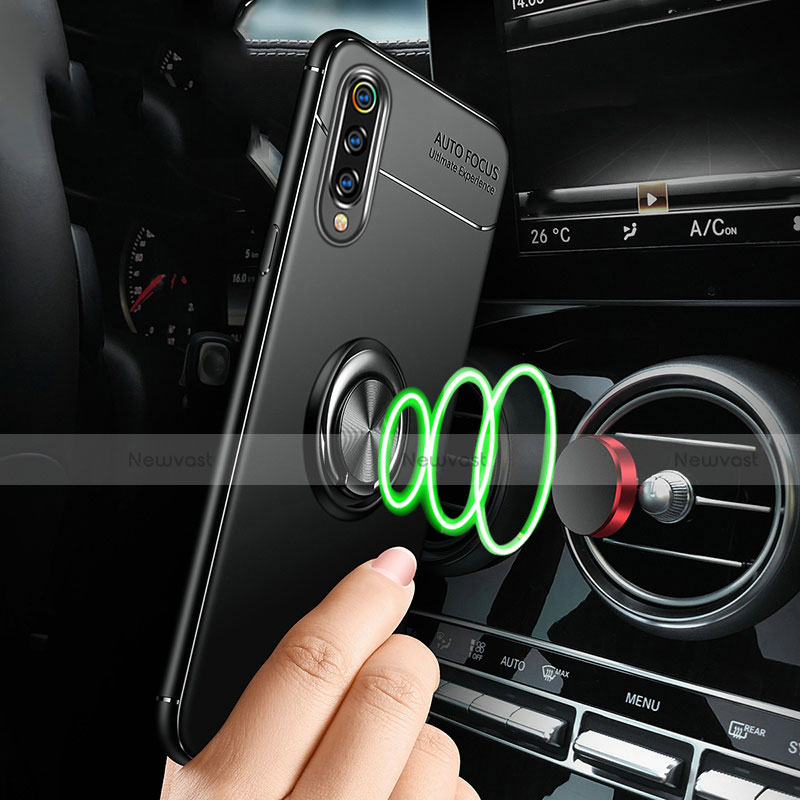 Ultra-thin Silicone Gel Soft Case Cover with Magnetic Finger Ring Stand T01 for Samsung Galaxy A90 5G