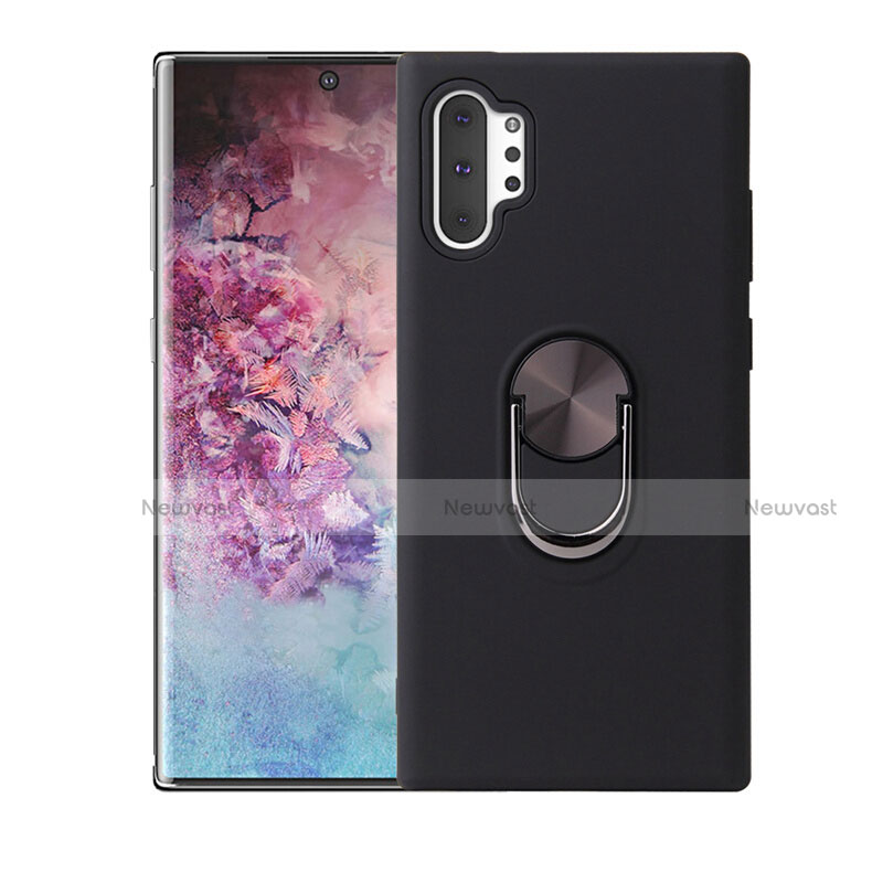 Ultra-thin Silicone Gel Soft Case Cover with Magnetic Finger Ring Stand T01 for Samsung Galaxy Note 10 Plus 5G