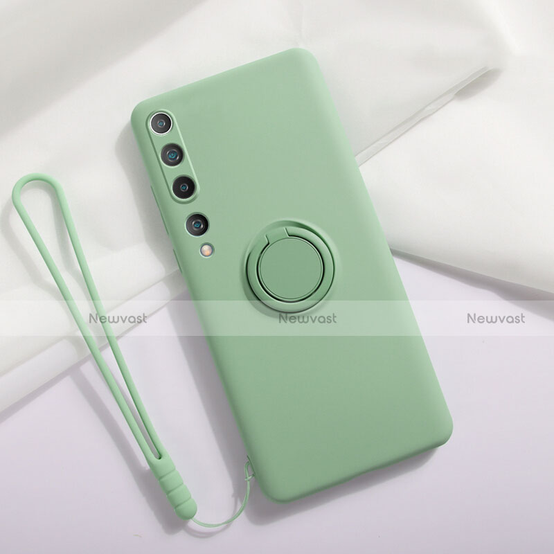 Ultra-thin Silicone Gel Soft Case Cover with Magnetic Finger Ring Stand T01 for Xiaomi Mi 10