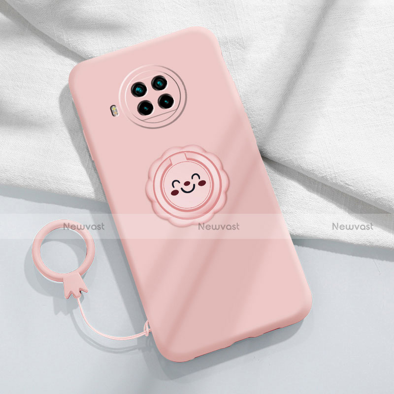 Ultra-thin Silicone Gel Soft Case Cover with Magnetic Finger Ring Stand T01 for Xiaomi Mi 10i 5G
