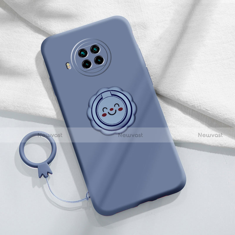 Ultra-thin Silicone Gel Soft Case Cover with Magnetic Finger Ring Stand T01 for Xiaomi Mi 10i 5G