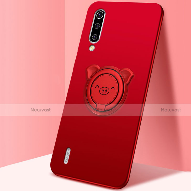 Ultra-thin Silicone Gel Soft Case Cover with Magnetic Finger Ring Stand T01 for Xiaomi Mi A3