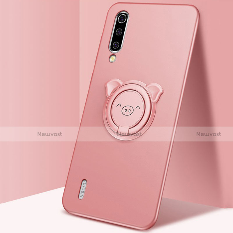 Ultra-thin Silicone Gel Soft Case Cover with Magnetic Finger Ring Stand T01 for Xiaomi Mi A3