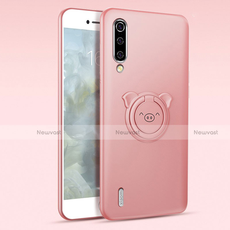 Ultra-thin Silicone Gel Soft Case Cover with Magnetic Finger Ring Stand T01 for Xiaomi Mi A3