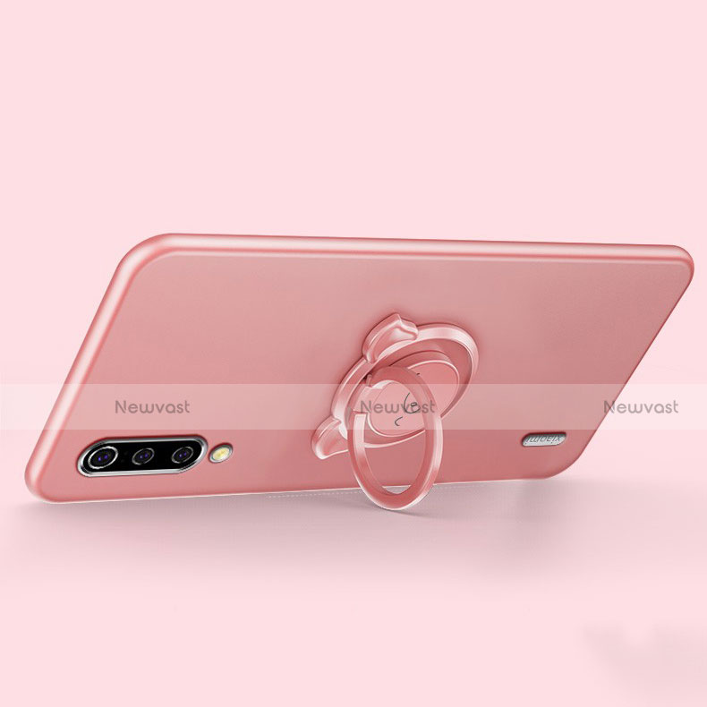 Ultra-thin Silicone Gel Soft Case Cover with Magnetic Finger Ring Stand T01 for Xiaomi Mi A3