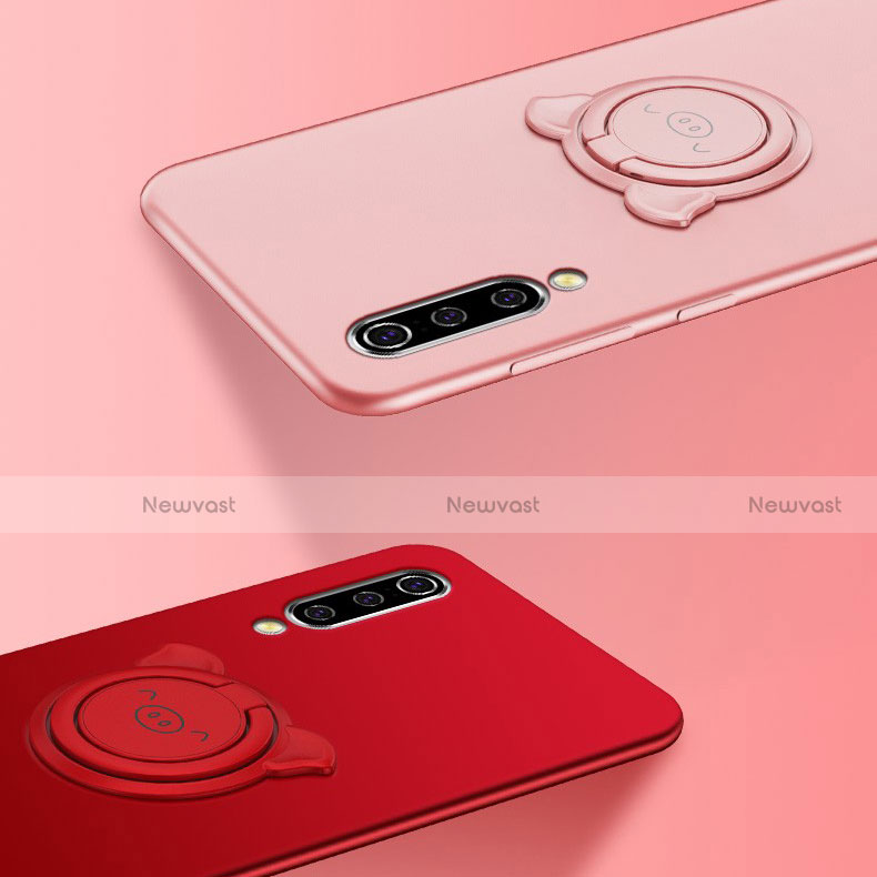 Ultra-thin Silicone Gel Soft Case Cover with Magnetic Finger Ring Stand T01 for Xiaomi Mi A3