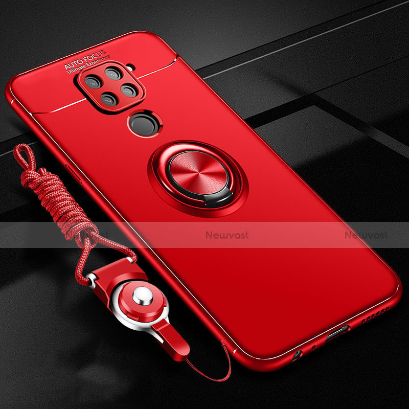 Ultra-thin Silicone Gel Soft Case Cover with Magnetic Finger Ring Stand T01 for Xiaomi Redmi 10X 4G