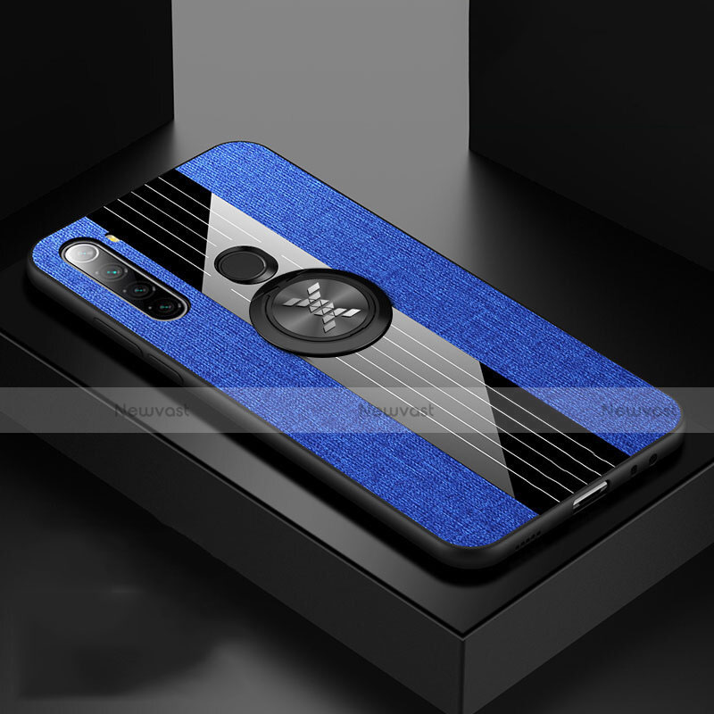 Ultra-thin Silicone Gel Soft Case Cover with Magnetic Finger Ring Stand T01 for Xiaomi Redmi Note 8T Blue