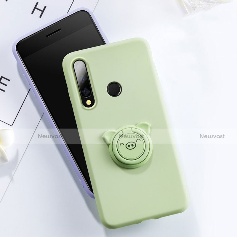 Ultra-thin Silicone Gel Soft Case Cover with Magnetic Finger Ring Stand T02 for Huawei Honor 20 Lite