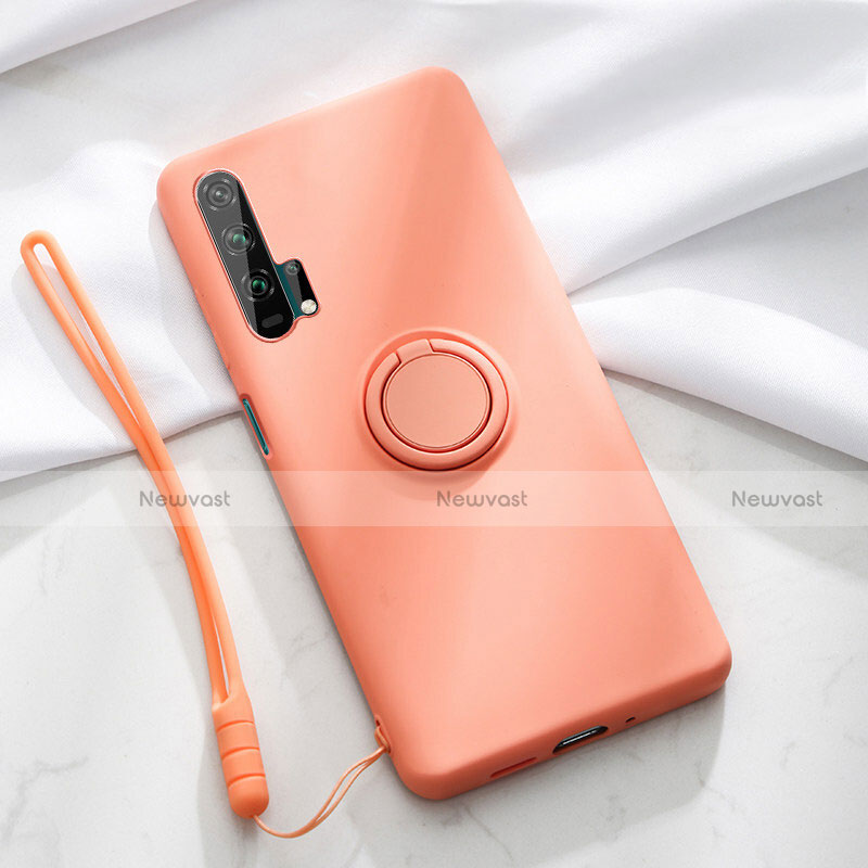 Ultra-thin Silicone Gel Soft Case Cover with Magnetic Finger Ring Stand T02 for Huawei Honor 20 Pro