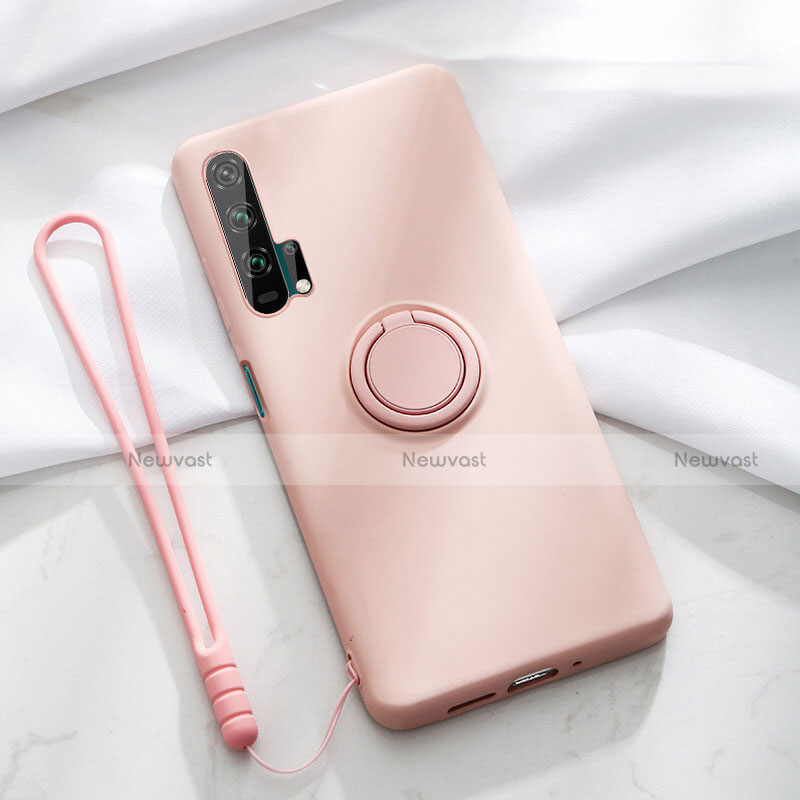 Ultra-thin Silicone Gel Soft Case Cover with Magnetic Finger Ring Stand T02 for Huawei Honor 20 Pro