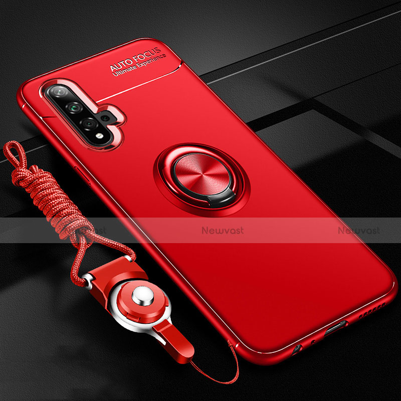 Ultra-thin Silicone Gel Soft Case Cover with Magnetic Finger Ring Stand T02 for Huawei Honor 20S