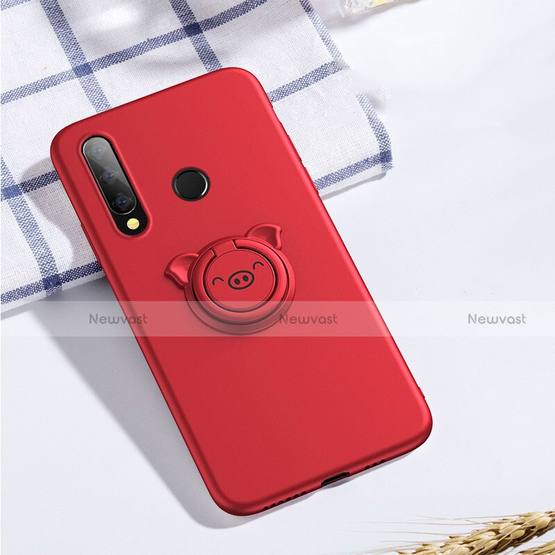 Ultra-thin Silicone Gel Soft Case Cover with Magnetic Finger Ring Stand T02 for Huawei P Smart+ Plus (2019)