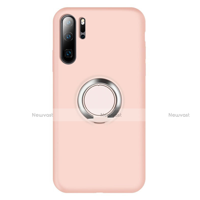 Ultra-thin Silicone Gel Soft Case Cover with Magnetic Finger Ring Stand T02 for Huawei P30 Pro