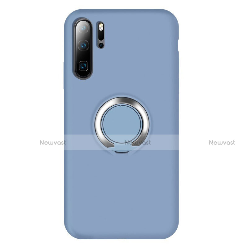 Ultra-thin Silicone Gel Soft Case Cover with Magnetic Finger Ring Stand T02 for Huawei P30 Pro