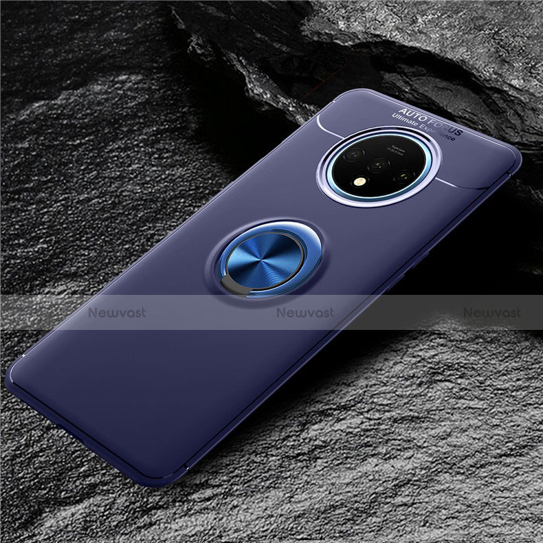 Ultra-thin Silicone Gel Soft Case Cover with Magnetic Finger Ring Stand T02 for OnePlus 7T