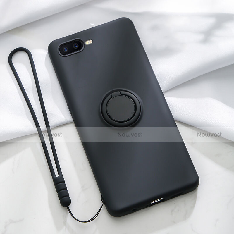 Ultra-thin Silicone Gel Soft Case Cover with Magnetic Finger Ring Stand T02 for Oppo R15X