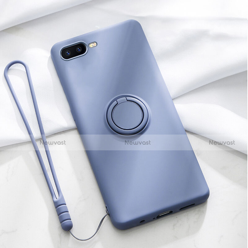 Ultra-thin Silicone Gel Soft Case Cover with Magnetic Finger Ring Stand T02 for Oppo R15X