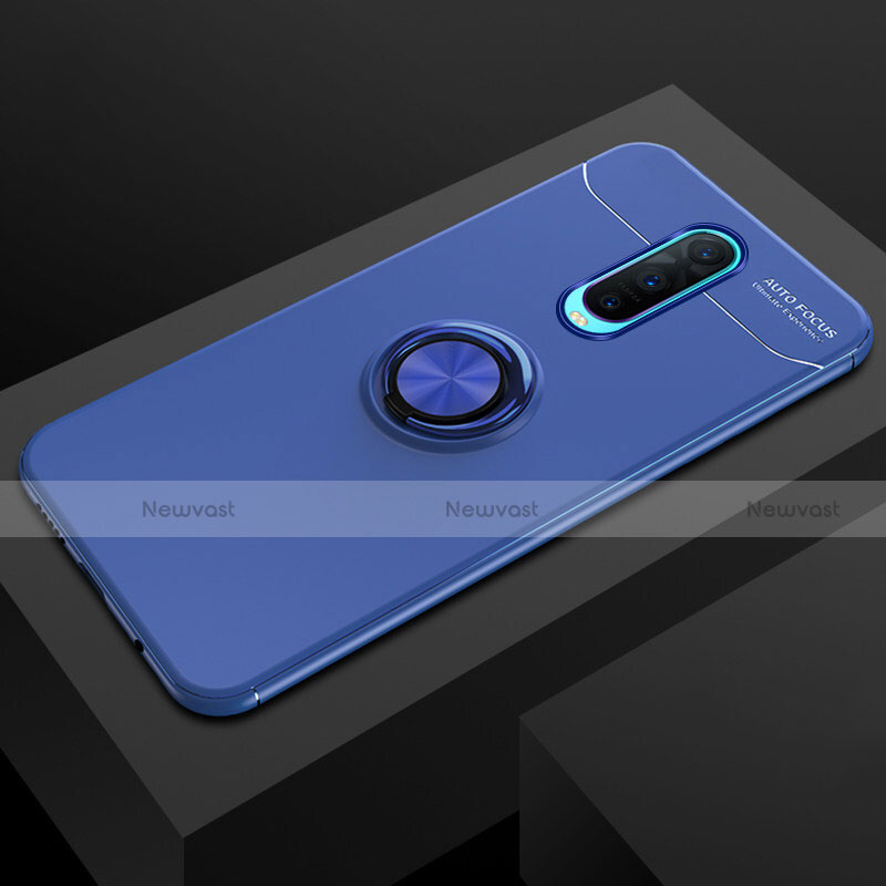 Ultra-thin Silicone Gel Soft Case Cover with Magnetic Finger Ring Stand T02 for Oppo R17 Pro Blue