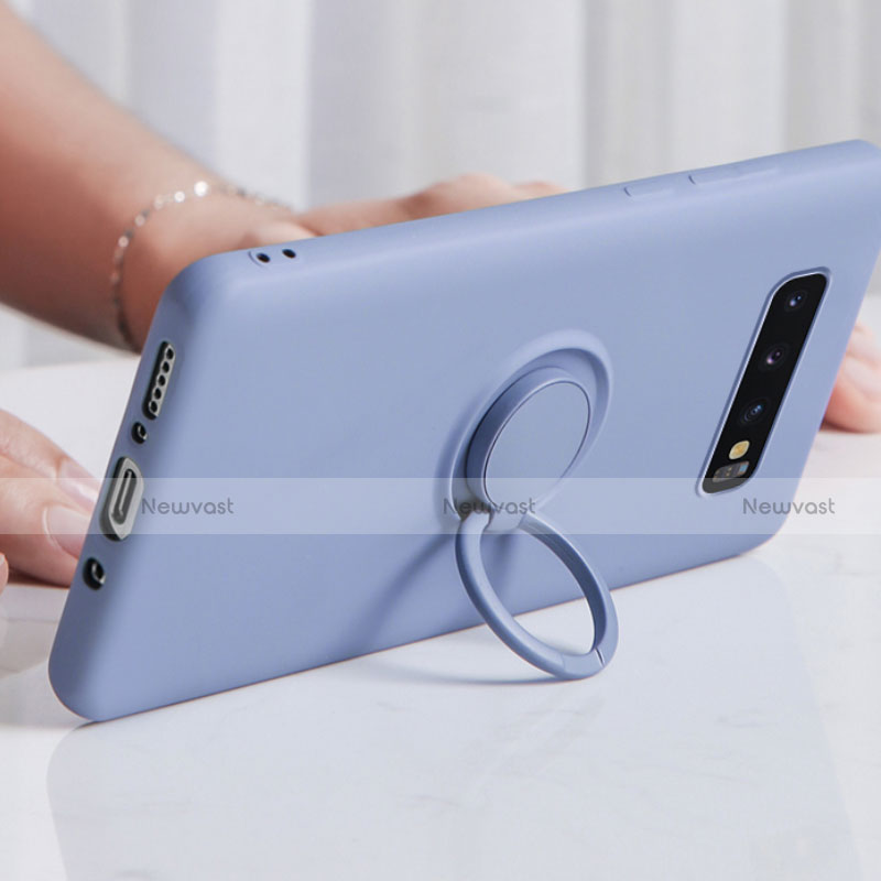 Ultra-thin Silicone Gel Soft Case Cover with Magnetic Finger Ring Stand T02 for Samsung Galaxy S10 5G