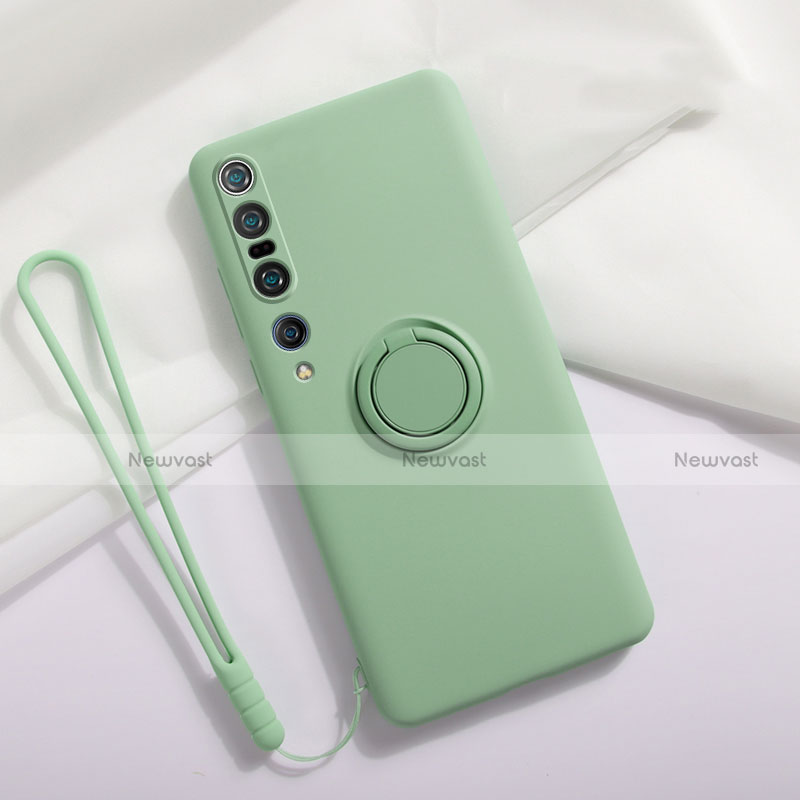 Ultra-thin Silicone Gel Soft Case Cover with Magnetic Finger Ring Stand T02 for Xiaomi Mi 10 Pro