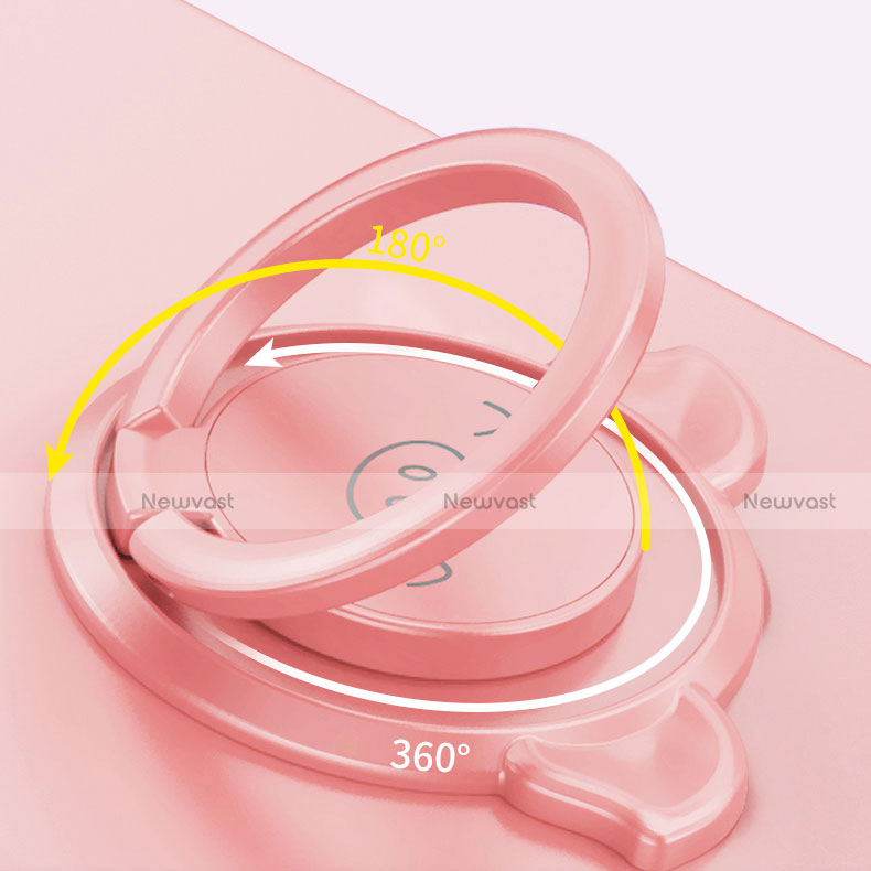 Ultra-thin Silicone Gel Soft Case Cover with Magnetic Finger Ring Stand T02 for Xiaomi Redmi 9A