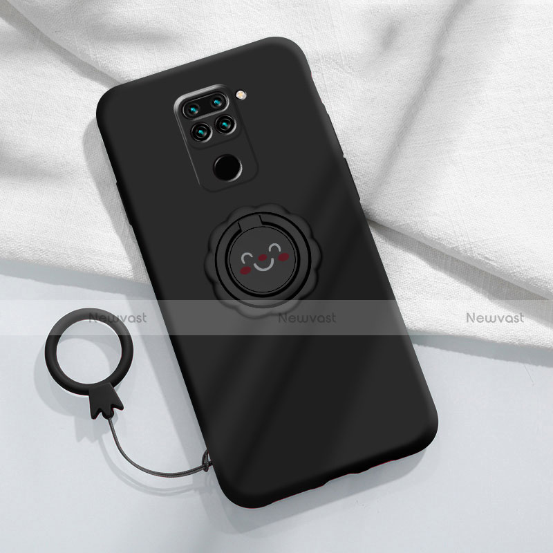 Ultra-thin Silicone Gel Soft Case Cover with Magnetic Finger Ring Stand T02 for Xiaomi Redmi Note 9