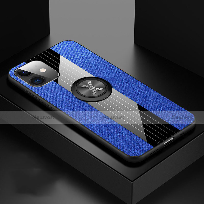 Ultra-thin Silicone Gel Soft Case Cover with Magnetic Finger Ring Stand T03 for Apple iPhone 11 Blue