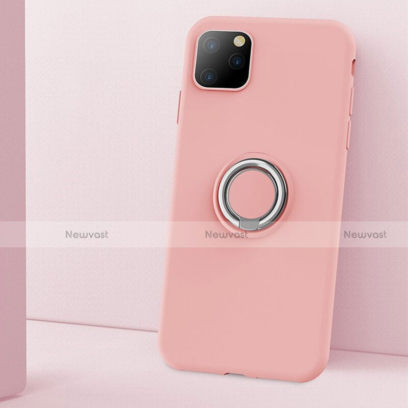 Ultra-thin Silicone Gel Soft Case Cover with Magnetic Finger Ring Stand T03 for Apple iPhone 11 Pro Max