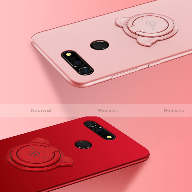 Ultra-thin Silicone Gel Soft Case Cover with Magnetic Finger Ring Stand T03 for Huawei Honor V20