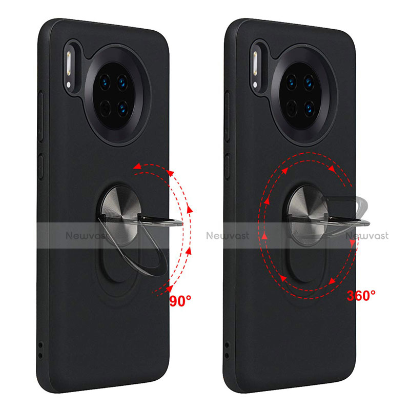 Ultra-thin Silicone Gel Soft Case Cover with Magnetic Finger Ring Stand T03 for Huawei Mate 30 Pro