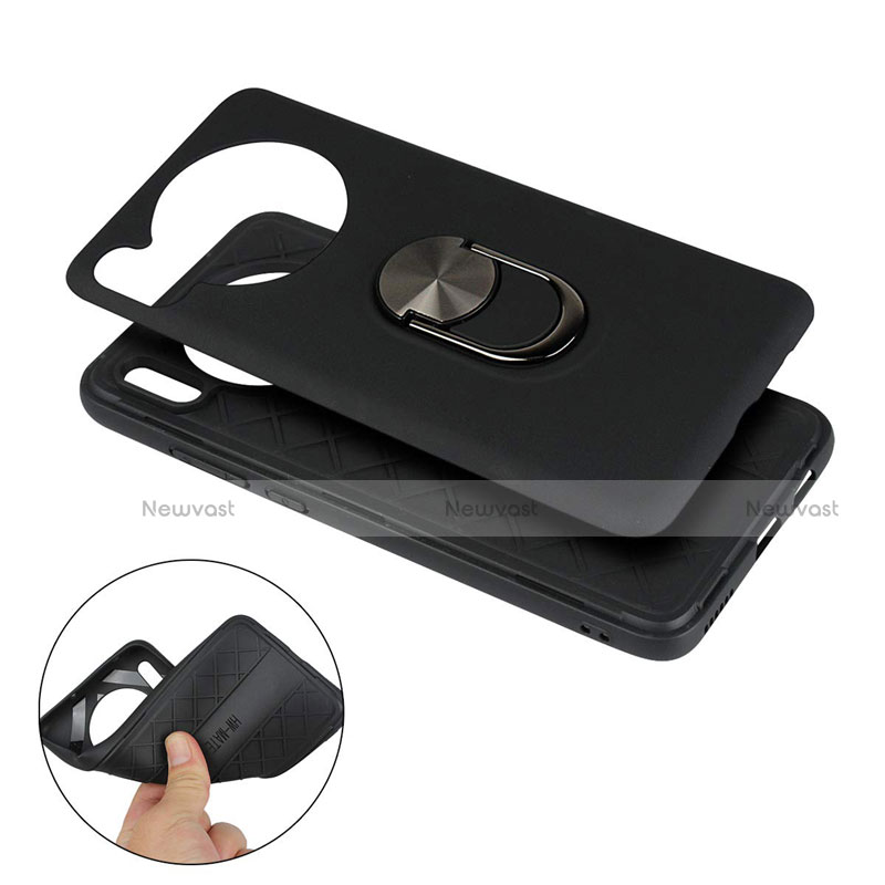 Ultra-thin Silicone Gel Soft Case Cover with Magnetic Finger Ring Stand T03 for Huawei Mate 30E Pro 5G