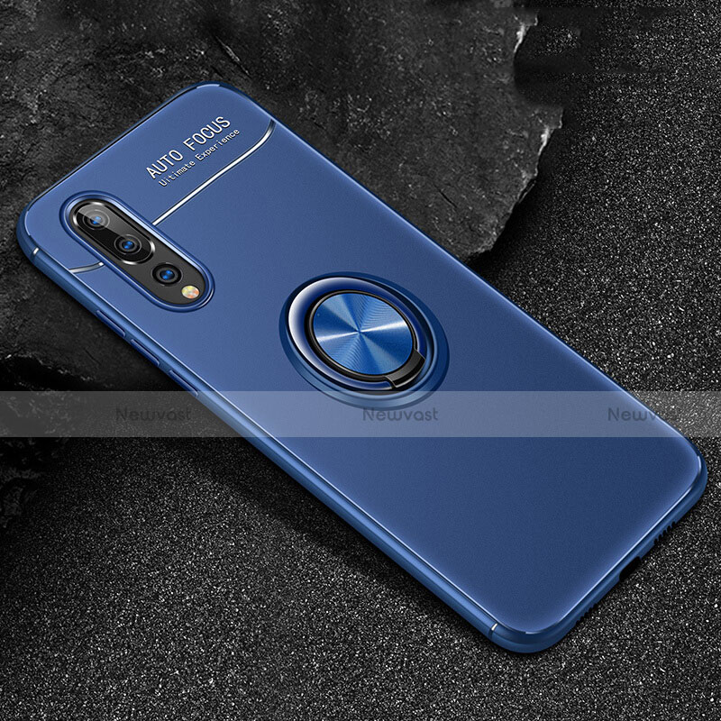 Ultra-thin Silicone Gel Soft Case Cover with Magnetic Finger Ring Stand T03 for Huawei P20 Pro