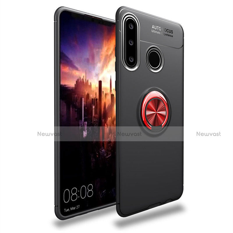 Ultra-thin Silicone Gel Soft Case Cover with Magnetic Finger Ring Stand T03 for Huawei P30 Lite