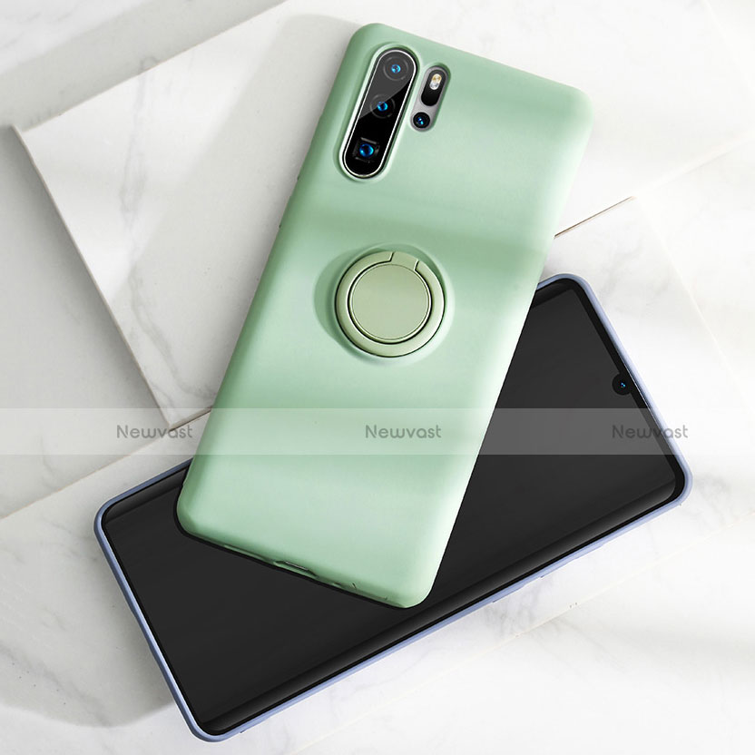 Ultra-thin Silicone Gel Soft Case Cover with Magnetic Finger Ring Stand T03 for Huawei P30 Pro New Edition