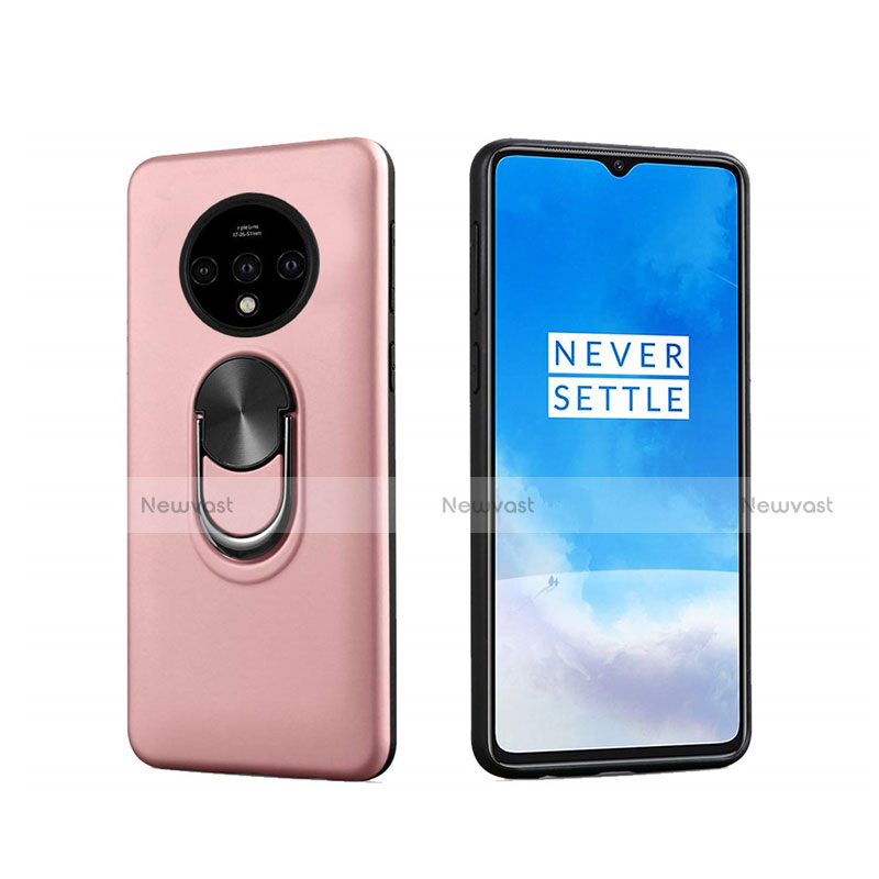 Ultra-thin Silicone Gel Soft Case Cover with Magnetic Finger Ring Stand T03 for OnePlus 7T