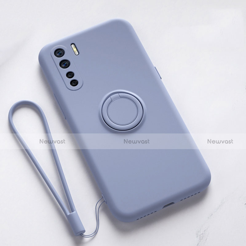 Ultra-thin Silicone Gel Soft Case Cover with Magnetic Finger Ring Stand T03 for Oppo F15