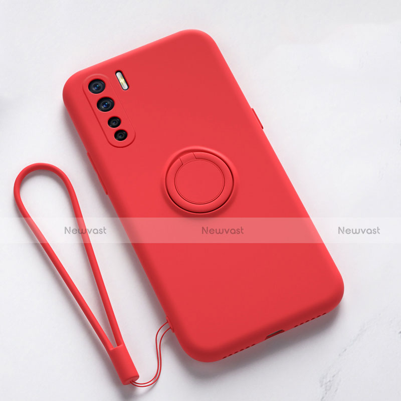 Ultra-thin Silicone Gel Soft Case Cover with Magnetic Finger Ring Stand T03 for Oppo F15