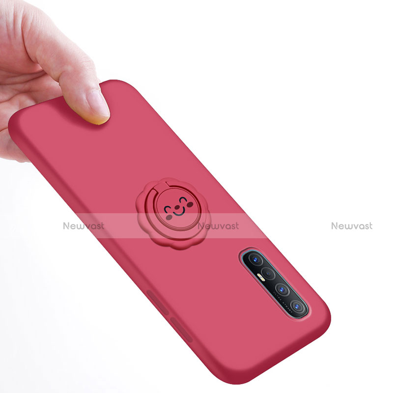 Ultra-thin Silicone Gel Soft Case Cover with Magnetic Finger Ring Stand T03 for Oppo Find X2 Neo