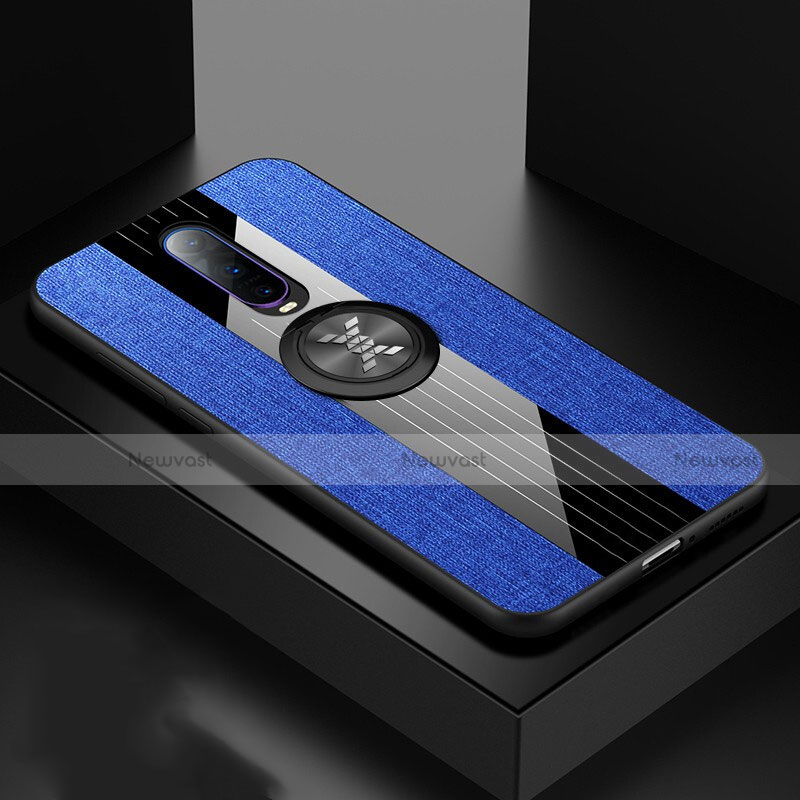 Ultra-thin Silicone Gel Soft Case Cover with Magnetic Finger Ring Stand T03 for Oppo R17 Pro Blue