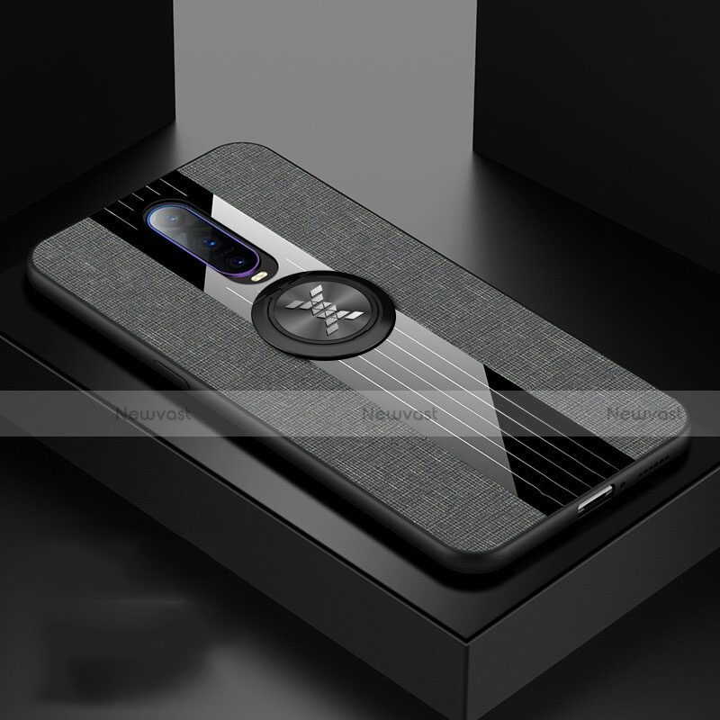 Ultra-thin Silicone Gel Soft Case Cover with Magnetic Finger Ring Stand T03 for Oppo R17 Pro Gray