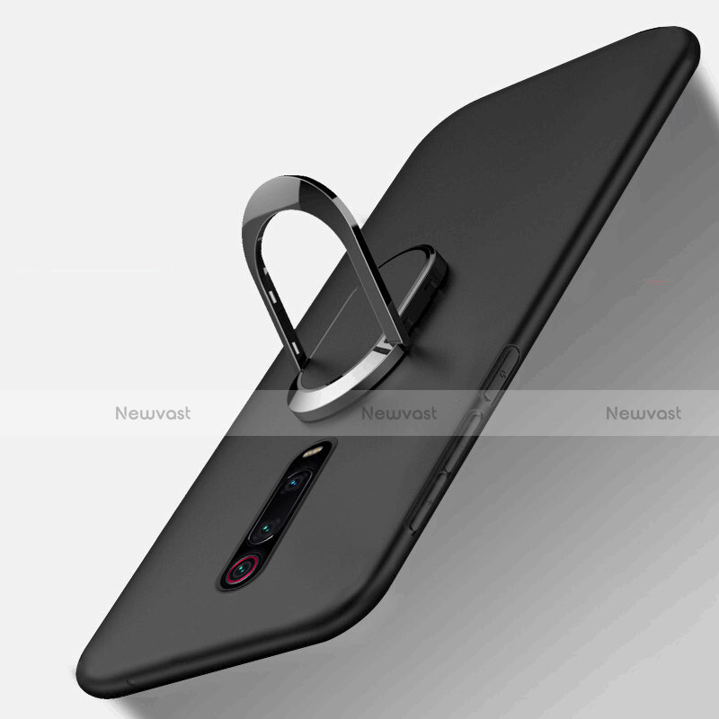 Ultra-thin Silicone Gel Soft Case Cover with Magnetic Finger Ring Stand T03 for Xiaomi Mi 9T Black