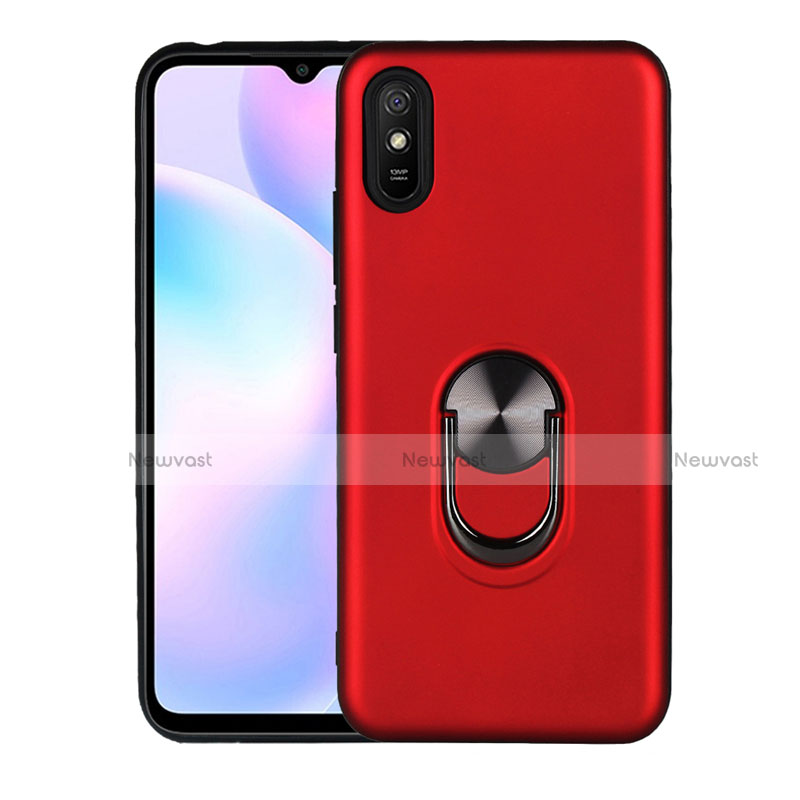 Ultra-thin Silicone Gel Soft Case Cover with Magnetic Finger Ring Stand T03 for Xiaomi Redmi 9A