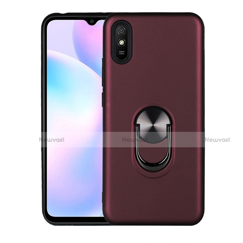 Ultra-thin Silicone Gel Soft Case Cover with Magnetic Finger Ring Stand T03 for Xiaomi Redmi 9A